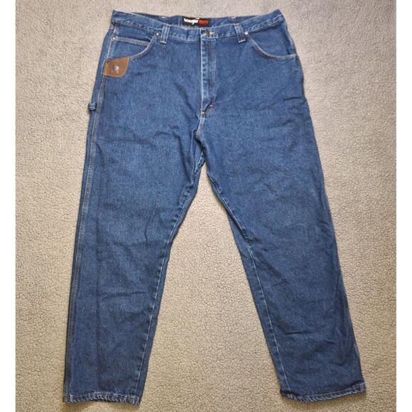 Men's Wrangler Riggs Carpenter Jeans 42x32 (actual 41x30) Blue 5 Pocket Workwear - Picture 1 of 12